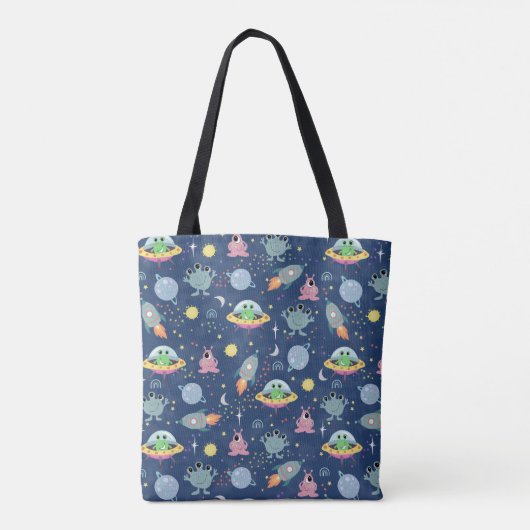 Tote Bag Boys mignon Alien spatial Motif et nom Enfants (Dos)