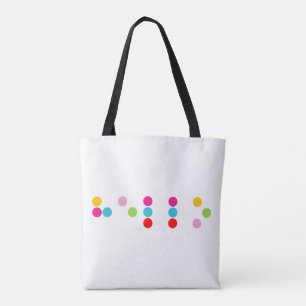 Tote Bag Braille aveugle alphabet lettres bonjour texte