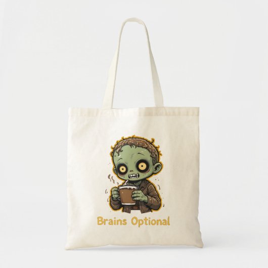 Tote Bag Brains Optional Zombie Coffee Funny Cute Undead (Devant)