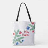 Tote Bag Branche d'arbre de Noël avec décorations de flocon (Dos)