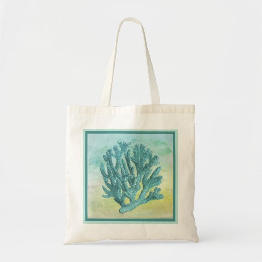 Tote Bag Branche de corail turquoise foncé (Devant)