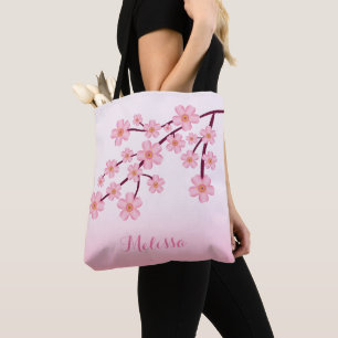 Tote Bag Branche Florale de Sakura à Fleurs de Cerisier Ros