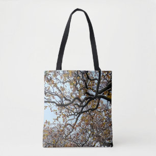 Tote Bag Branches, avec feuilles orange et neige