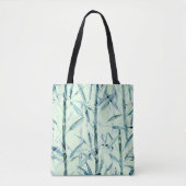 Tote Bag Branches bambou, blanc, vert, feuilles, bambou (Devant)