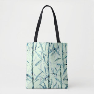 Tote Bag Branches bambou, blanc, vert, feuilles, bambou