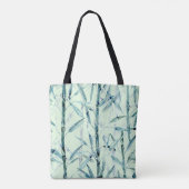 Tote Bag Branches bambou, blanc, vert, feuilles, bambou (Dos)