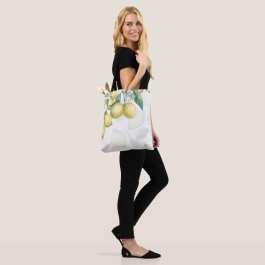 Tote Bag Branches de citron Blanc & Jaune Pays Rustique Chi (Sur le modèle)
