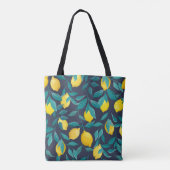 Tote Bag Branches de citron : Bleu Décoratif sans joint (Dos)