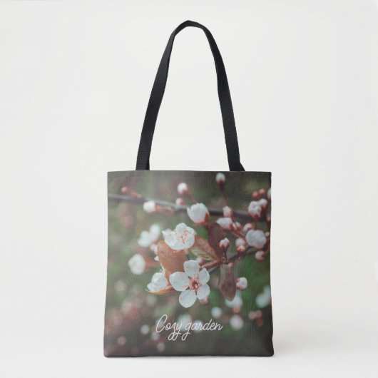 Tote Bag Branches de prune avec fleurs blanches (Devant)
