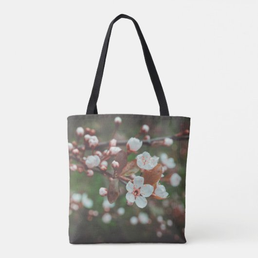 Tote Bag Branches de prune avec fleurs blanches (Dos)
