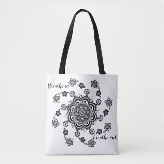 Tote Bag Breathe Moderne spirale fleur mandala (Devant)
