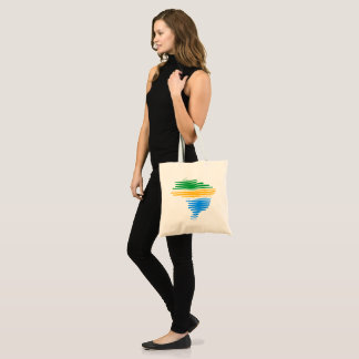 Tote Bag Brésil carte frontière avec drapeau brésilien coul