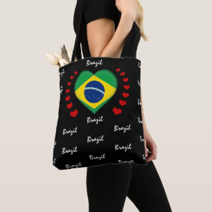 Tote Bag Brésil Drapeau et coeur Drapeau brésilien Mode/spo