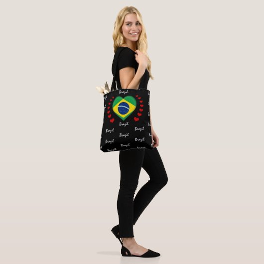 Tote Bag Brésil Drapeau et coeur Drapeau brésilien Mode/spo (Sur le modèle)