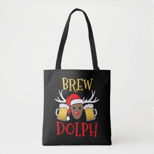Tote Bag Brewdolph - Drôle Reindeer Bière cadeau de Noël (Devant)