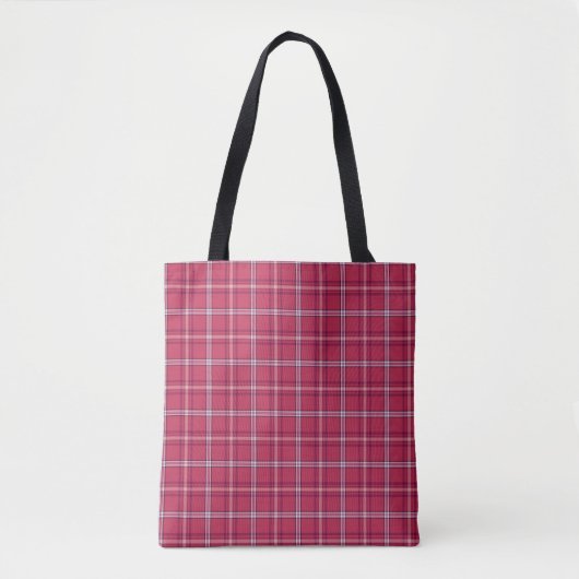 Tote Bag Brick Red and Soft Peach Plaid (Devant)