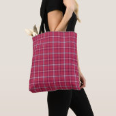 Tote Bag Brick Red and Soft Peach Plaid (De près)