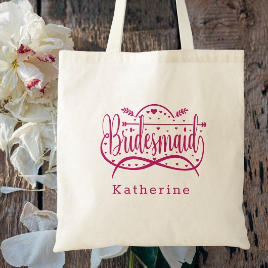 Tote Bag Bridal Favor Bridesmaid Simple Élégant rose classe
