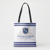 Tote Bag Bride And Groom Monogram Names Elegant Weeding (Devant)