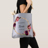 Tote Bag Bride argent bordeaux fleurs élégantes (De près)
