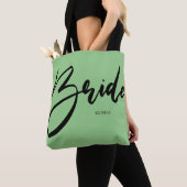 Tote Bag Bride Chic Mint Green Calligraphie personnalisée (De près)