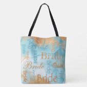 Tote Bag Bride Gold Turquoise Script Mariage moderne (Dos)