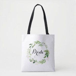 Tote Bag Bride Greenery Mariage Fourre-tout Watercolor Wrea