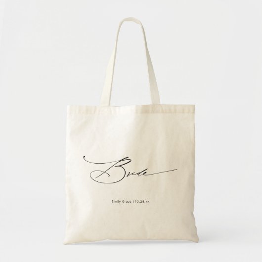 Tote Bag Bride Modern Elegant Script Mariage Nom personnali (Devant)