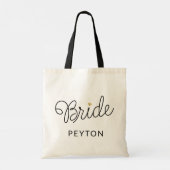 Tote Bag Bride Modern Script Gold Heart Nom du Mariage (Dos)