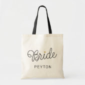 Tote Bag Bride Modern Script Gold Heart Nom du Mariage (Devant)