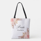 Tote Bag Bride pampas herbe rose or fleuri blanc nom (Dos)