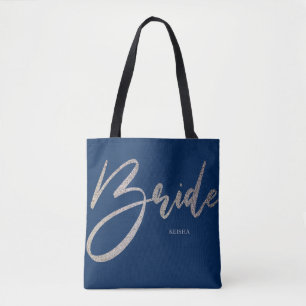 Tote Bag Bride Parties scintillant en argent et Marine Prin