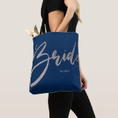 Tote Bag Bride Parties scintillant en argent et Marine Prin (De près)