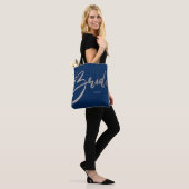 Tote Bag Bride Parties scintillant en argent et Marine Prin (Sur le modèle)