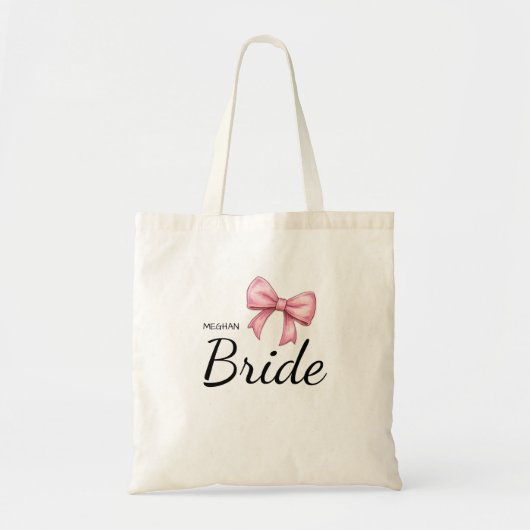 Tote Bag Bride Pink Bow Wedding (Devant)
