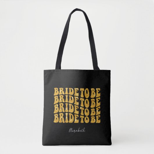 Tote Bag Bride pour être Gold Parties scintillant Texte ave (Devant)