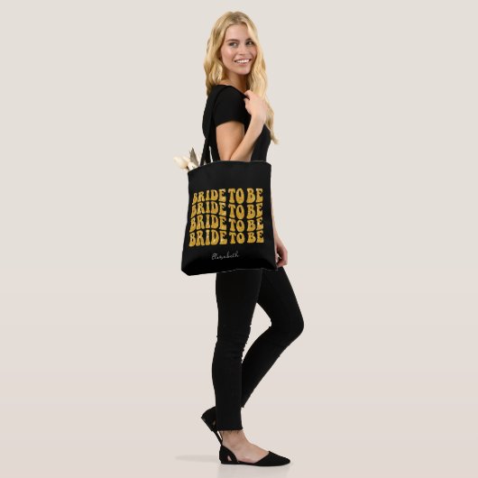 Tote Bag Bride pour être Gold Parties scintillant Texte ave (Sur le modèle)