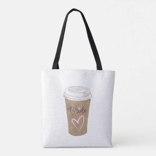 Tote Bag Bride Script café moderne Coeur (Dos)