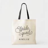 Tote Bag Bride Squad Modern Script Gold Nom du Mariage (Devant)