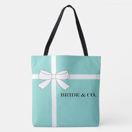 Tote Bag BRIDE Tiara Turquoise Blue Bride Wedding shower (Devant)