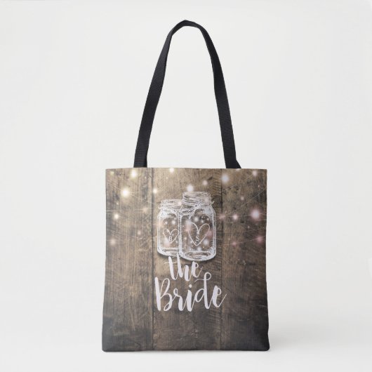 Tote Bag Brides mariages Bois rustique Mason Jar Lumières (Devant)
