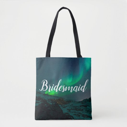 Tote Bag Bridesmaid Aurora Lumières Script Mariage élégant (Devant)