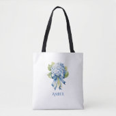 Tote Bag Bridesmaid Blue Hydrangea Bouquet (Devant)