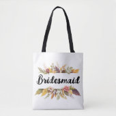 Tote Bag Bridesmaid Burgundy Floral Texte Mariage de automn (Devant)