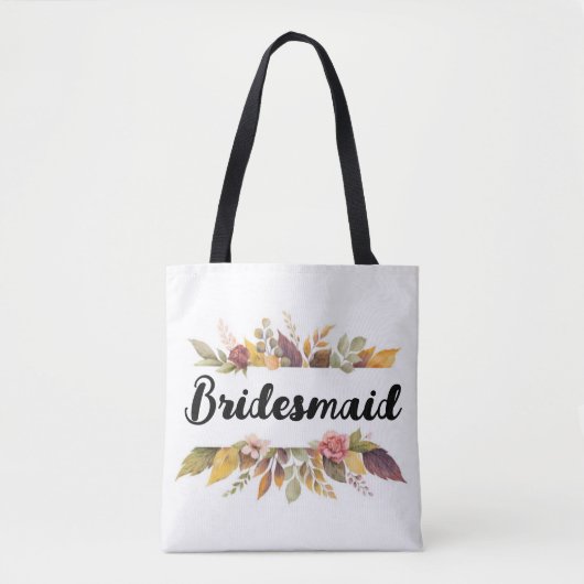 Tote Bag Bridesmaid Burgundy Floral Texte Mariage de automn (Devant)