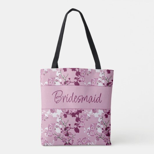 Tote Bag Bridesmaid Cadeau Élégant Rose Cherry Blossoms (Dos)