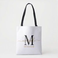 Bridesmaid Cadeau Or Noir Monogramme Blanc