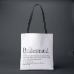 Tote Bag Bridesmaid Définition personnalisée Mariage Faveur<br><div class="desc">Personnalisez pour vos servantes d'honneur pour créer un cadeau de faveur de keepsaké unique. Une façon parfaite de lui montrer à quel point elle est extraordinaire chaque jour. Conçu par Thisisnotme©</div>