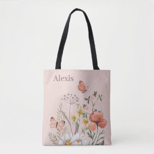 Tote Bag Bridesmaid GIft Élégant rose rose floral