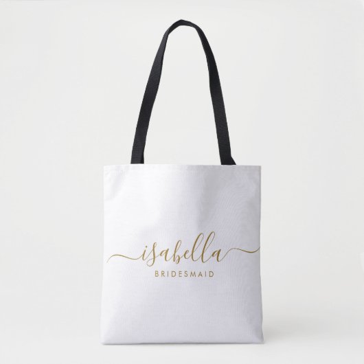Tote Bag Bridesmaid Gift Gold Nom (Devant)